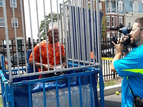 Chief Carter in the dunk tank