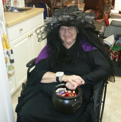 homeland resident in a spooky costume for halloween