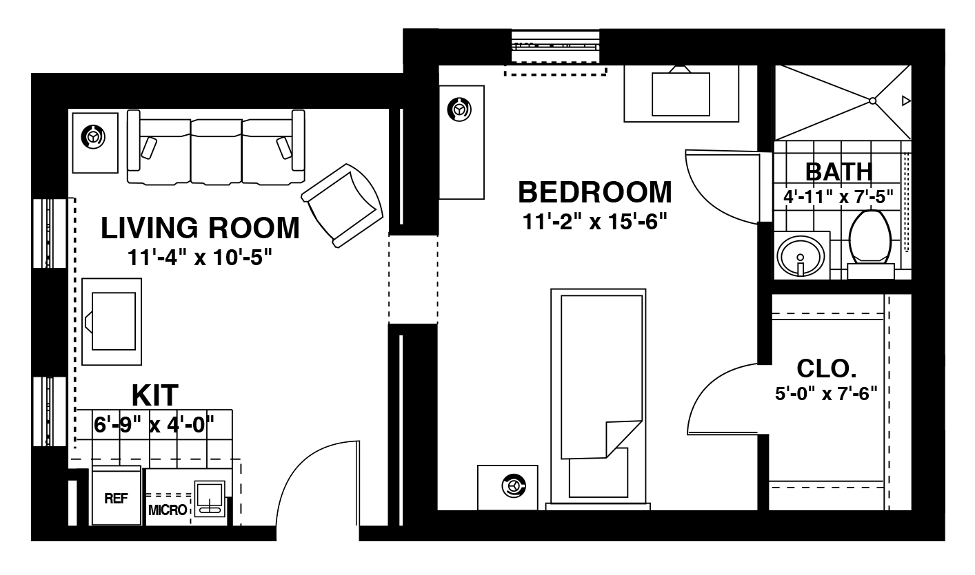 Two Room - 425 sq feet