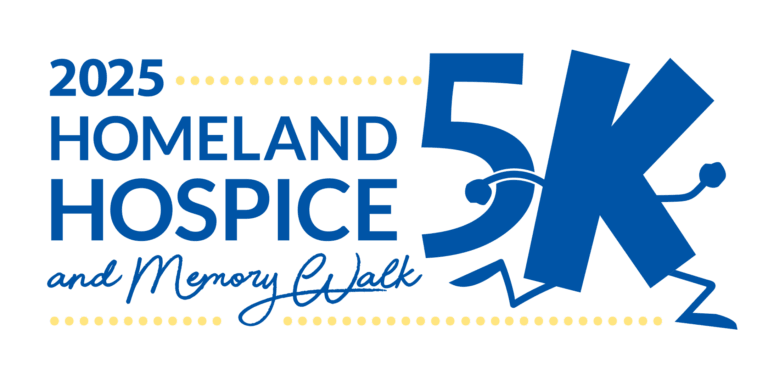 logo for the 2025 homeland hospice 5k and memorywalk