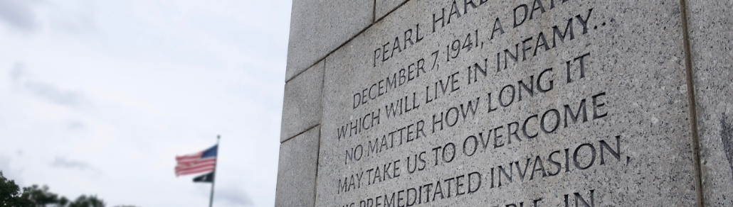 banner showing a close up of a pearl harbor memorial