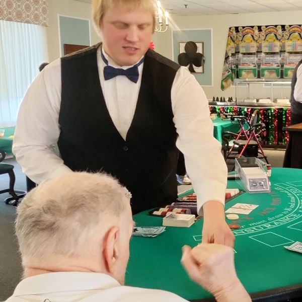 blackjack dealer at casino day